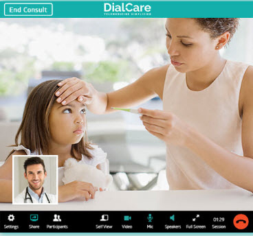 Video consult between a doctor and his patient.