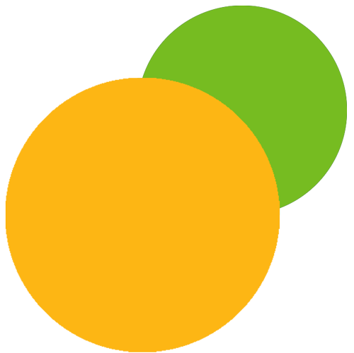 Yellow and green circles behind image